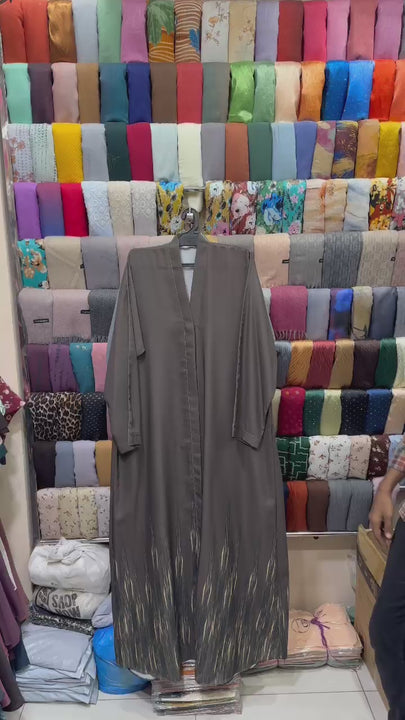 Premium Imported Nida Ombre Tie & Dye Abaya with a flowy silhouette for elegant modest wear.